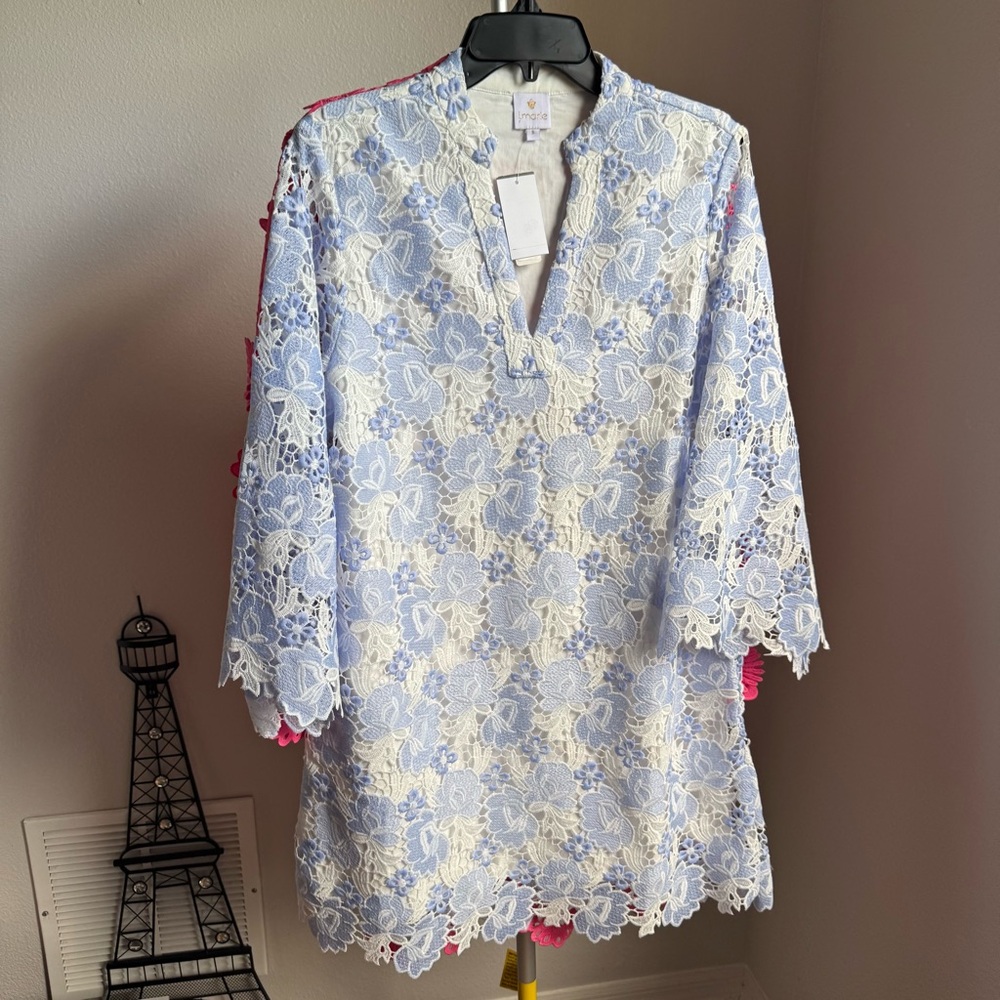 NWT J.Marie Maggie Floral Lace Split V-Neck Long Sleeve Shift Dress Sz S - Picture 8 of 12